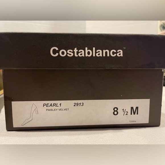 COSTA BLANCA Pearl Paisley Velvet Multicolored Almond Toe Heels Women’s 8 1/2 - Picture 7 of 7